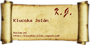 Klucska Jolán névjegykártya