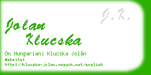 jolan klucska business card